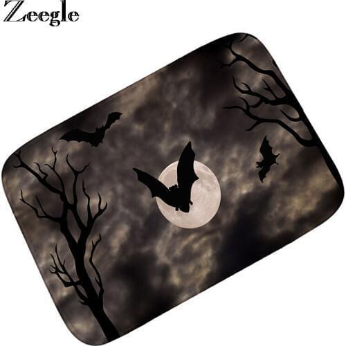 Zeegle Halloween Doormats Welcome Door Mat Floor Mat Hallway Kitchen Carpet Bat Pattern Home Decor Carpet