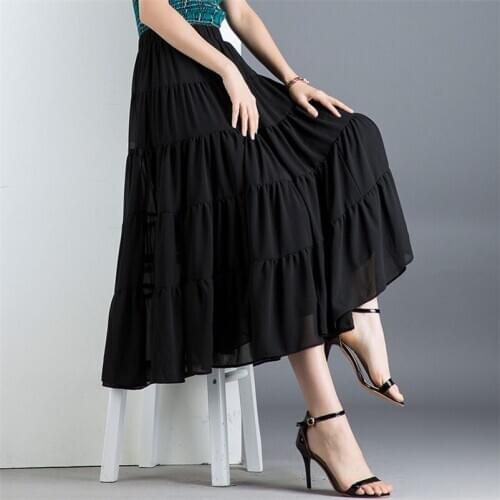 Women Summer Autumn Long Skirts New Fashion 2020 Ladies White Black Red High Waist A-line Sun Skirt Female Plus Size M-8XL