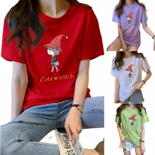 Women Cotton 100% Summer Short Sleeve T-Shirts Casual Korean Look Thin M- B
