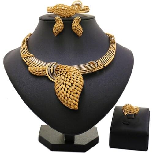 Longqu Exquisite Dubai Gold Bridal Jewelry Set Nigerian Wedding woman accessories Jewelry Set Wholesale statement jewelry set