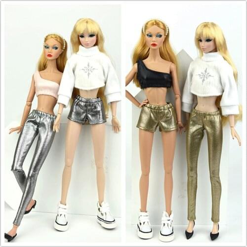 Golden or Silver Long Pants Shorts / Doll Accessories Download Clothes Outfit For 1/6 Barbie XINYI FR Doll Baby Toys for Girls