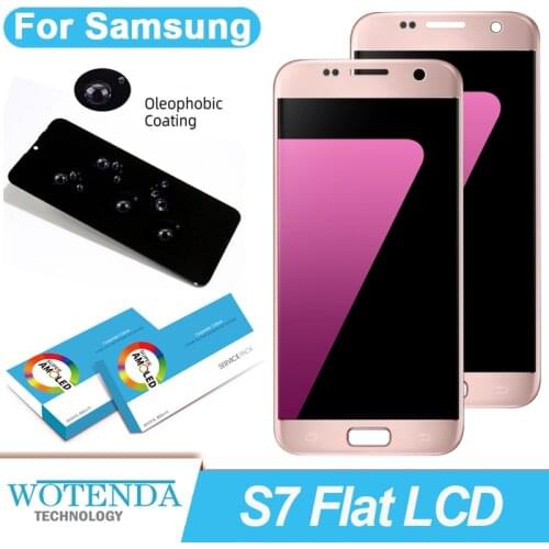 100% Original 5.1'' Super AMOLED LCD with Frame for SAMSUNG Galaxy S7 Flat Display G930 G930F Touch Screen Digitizer Assembly
