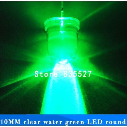 20pcs/lot F10 Round Water Clear 10mm Emerald Green LED Super Bright Light Lamp beads Emitting Diode Diodes DIP For DIY lights
