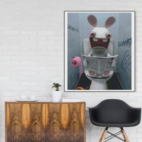 5D DIY Diamond Painting Full Square/Round Drill “Toilet Rabbit”Diamond Embroidery Cross Stitch,Mosaic,Home Decor, Unique Gift