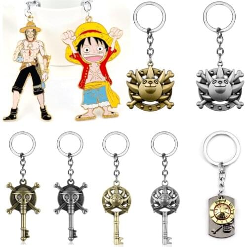 Anime Trinket Keychain Thousand Sunny Pendant Keyrings Metal Charm Cartoon Figure Keyholder Jewelry Key Chain Buckle
