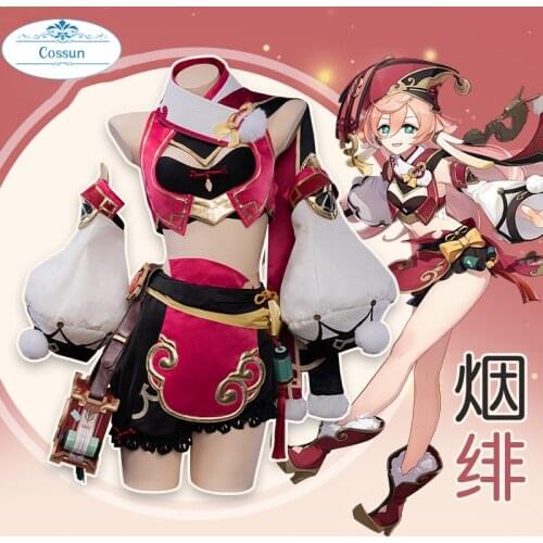 Anime!Genshin Impact Yanfei Adventure Suit Lovely Aestheticism Uniform Cosplay Costume Halloween Party Outfit For Women 2021 NEW