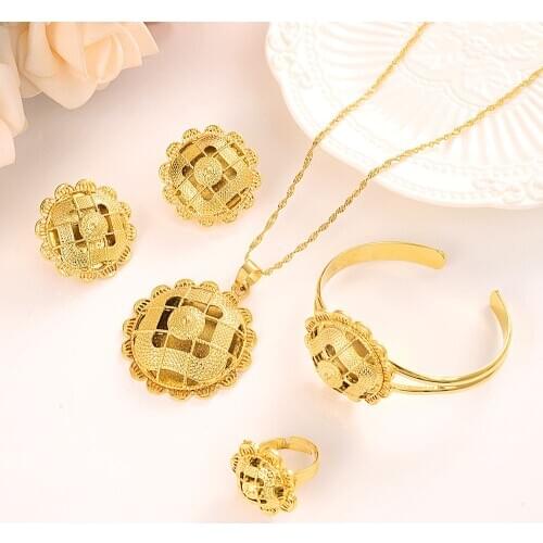 Bangrui Traditional Ethiopian Wedding Jewelry Sets Joias Ouro Gold Filled Jewelry African Bridal women Jewelry party gifts