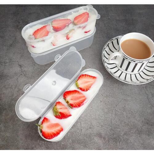 Free Shipping 500pcs 251ML Ice Cream Box Long Transparent Plastic Box for Mousse Pastry Cheese Cake Holder Boxes SN2452