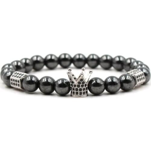 Personality Stone beads manual DIY Bracelets Pave CZ 4 color Crown Creative Bracelets Bangle for charm Men&Women Classic Jewelry