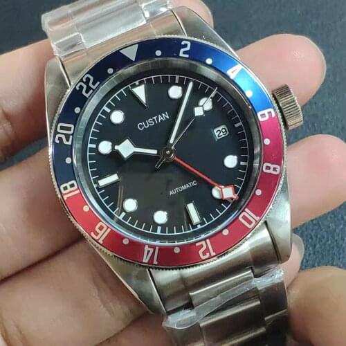 Top brands The Mens' Watches 41mm MIYOTA Movement Blue-red Rotating Bezel Sapphire Automatic Mechanical Wristwatches Man Clock