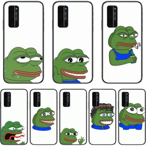 Big eye frog Phone Case Hull For Huawei Honor 8 9 10 20 30 A S Lite Pro 5g i Black Back Soft Cell Cover Pretty
