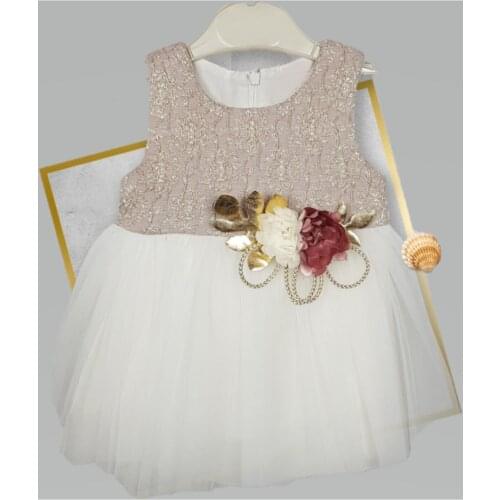 Baby girl White Flower Pattern Fleece Dress