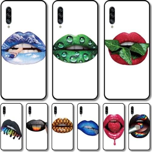 Lips Phone Case Hull For Samsung Galaxy M 10 20 21 31 30 60S 31S Black Shell Art Cell Cover TPU