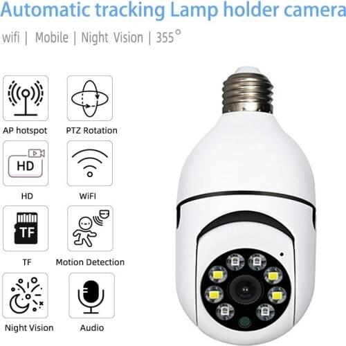 PTZ WIFI IP Camera Ai Human Detect IR Network Surveillance Auto Tracking CCTV App View Night Vision Panoramic Camera Light Bulb