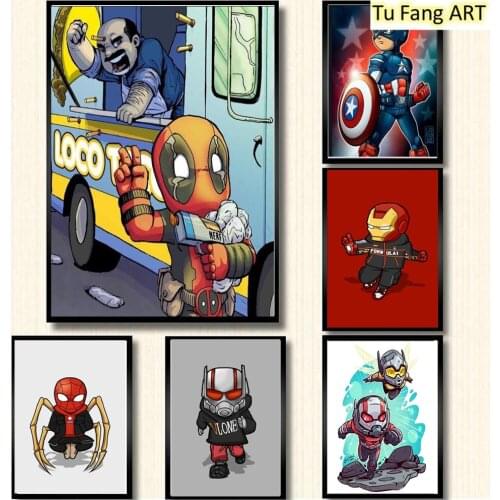 Marvel Avengers Cartoon Superhero Canvas Painting Wall Art Posters and Prints Pictures for Living Kids Nordic Home Decoration