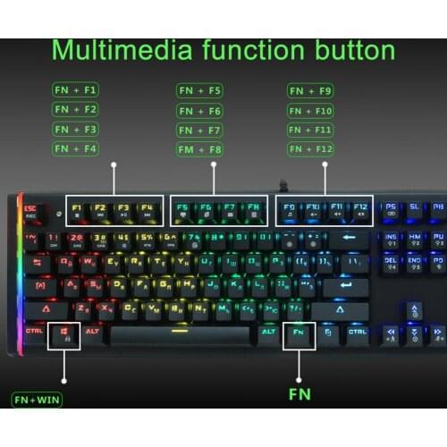 Gaming Mechanical Keyboard Backlit Keyboard Blue Red Switch 87key Anti-ghosting LED USB Wired Russia/US For Gamer PC Laptop