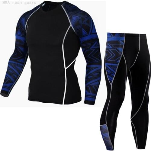 Compression shirt Leggings Mens Sports suit Workout Underwear rash guard Male Bodybuilding Long Man T shirt Jogging Pants 4XL