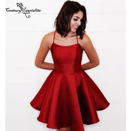 Red Homecoming Dresses Short 2021 Spaghetti Straps Backless Sexy Cocktail Dress Prom Dress Graduation Gowns Vestido De Fiesta