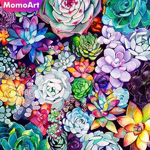 MomoArt Diamond Painting Succulents Crafts Diamond Mosaic Flower Cross Stitch Kits Embroidery Full Drill Square Home Decoration