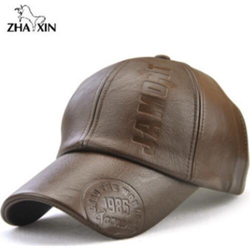 2019 New fashion high quality spring winter leather baseball cap for men casual moto snapback hat mens hat Cap