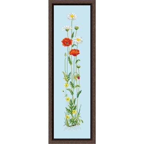 Poppy cross stitch kits flower Dreampattern embroidery needlework sets 18ct 14ct 11ct skyblue cloth DIY handmade