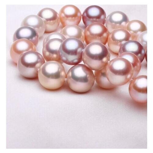 Natural 10-11MM pearl necklace jewelry mixed color female models send my mother a genuine light 18INCH 925 silver clasp
