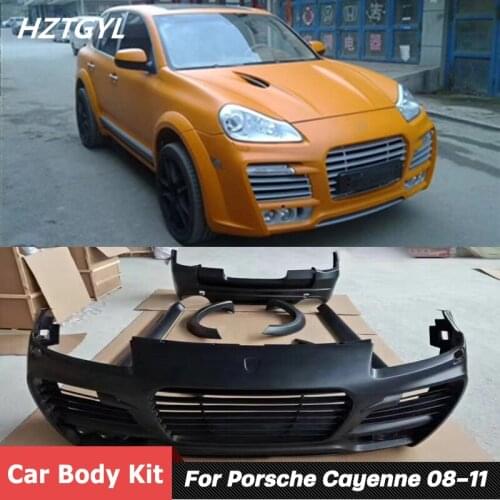 Unpainted FRP Material Car Body Kit Front Rear Bumper Side Skirts With Fender Flares For Porsche Cayenne Car 2008-2011