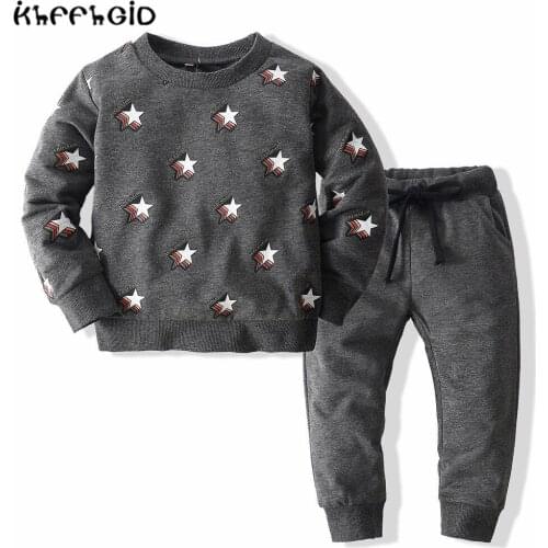 Baby boy cartoon clothes pure cotton cute suit suit and trousers 2-6 years old grey suit baby boy home suit