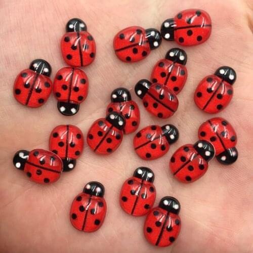 Wholesale Resin 9mm*13mm Mini Cute Red Beetle Flatback Cabochon Rhinestone DIY Scrapbook Decor Home Crystal Figurines Craft