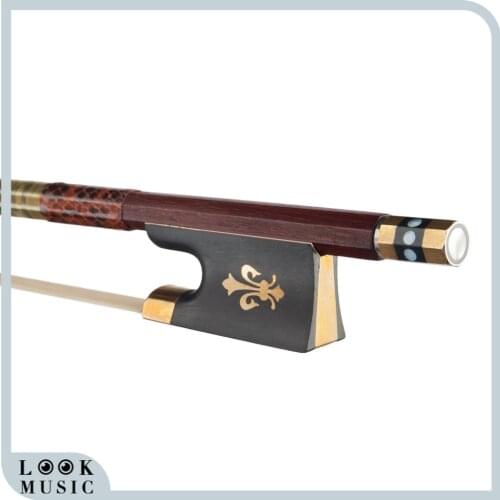 Fine Advanced 4/4 Violin Bow Full Size Pernambuco Violin Bow Straight Natural Bow Hair Fleur-De-Lys Inlay Ebnoy Forg