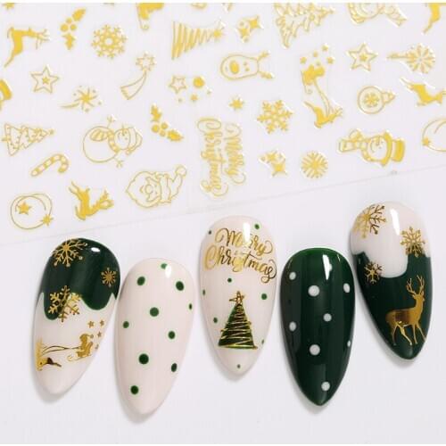 Christmas Metaliic Nail Sticker For Women Part Hand Decoration Nail Art Decorations Gold Stickers For Nail Girls Ladies