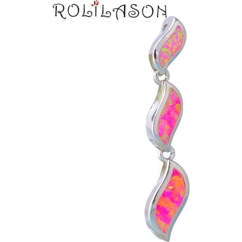 Pink Fire Opal Sterling Silver Fashion Jewelry Wave Pendant OP588
