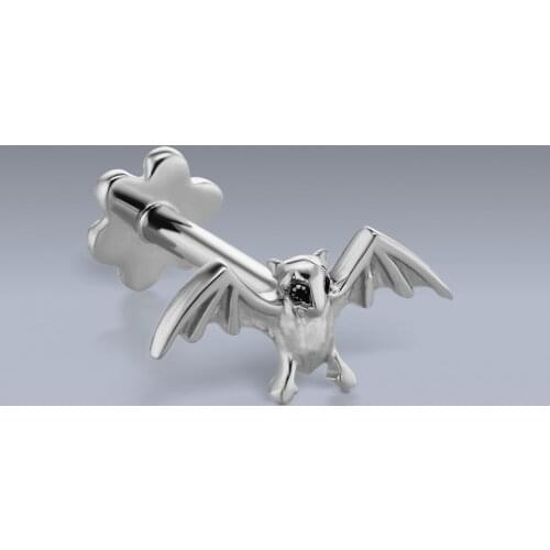 Small Bat With Black CZ Eyes Threaded Ear Studs Helix Conch Tragus Piercing Oreja Steel Rosegold Lobe Labret Lip Jewelry Woman