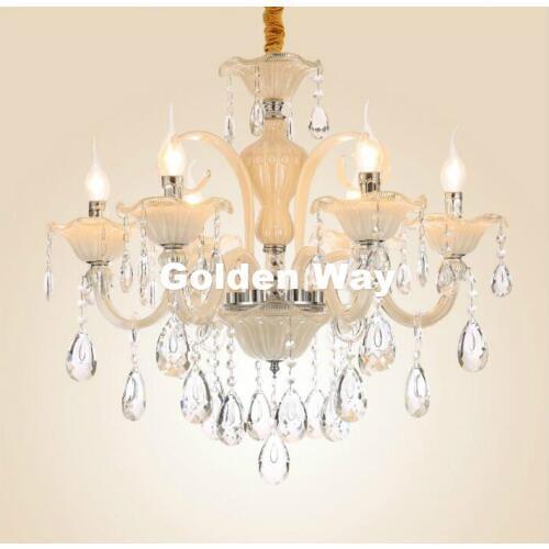 Modern White Champagne Crystal Chandelier European Pendant lustres de cristal Decoration Pendants and Chandeliers Home Lighting