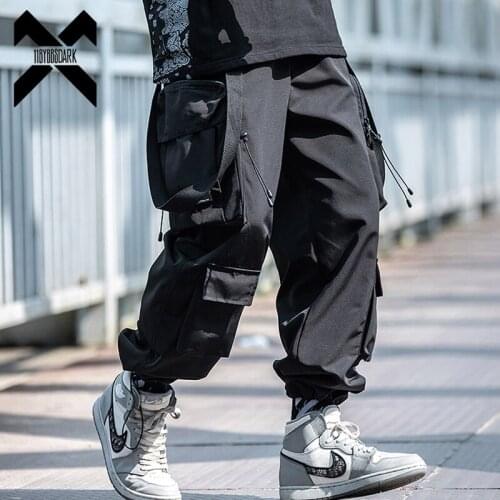 11 BYBBS DARK Tactical Cargo Pants Men Streetwear Pocket Joggers Pant Elastic Waist Black Trousers Hip Hop Techwear WB340