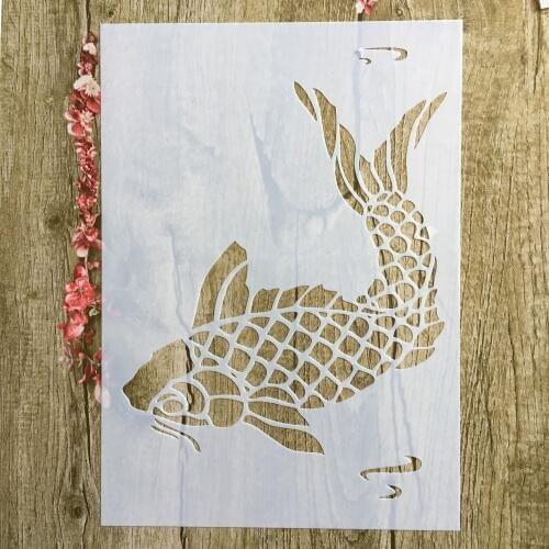 A4 29 * 21cm Animal carp fish DIY Stencils Wall Painting Scrapbook Coloring Embossing Album Decorative Paper Card Template