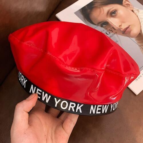 Trendy Reflective Letter Printed Berets Hats Wild Elegant Texture Painter Hats for Women Fashion Solid Color Hats Holiday Gift
