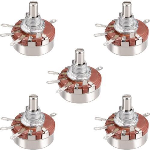 Uxcell WTH118-1A 2K2 Ohm Variable Resistors Single Turn Rotary Carbon Film Taper Potentiometer 5pcs