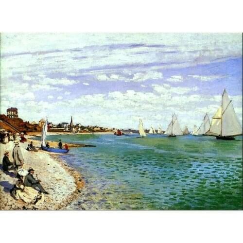 High quality Oil painting Canvas Reproductions Regatta at Sainte-Adresse (1867) By Claude Monet Painting hand painted