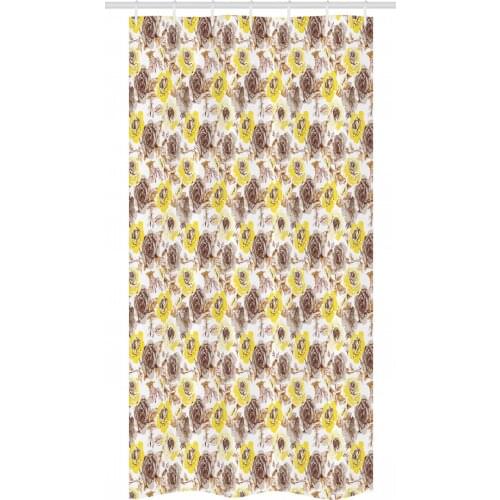 Earthy Roses Shower Curtain Set Nostalgic Bloom Floral Romance Waterproof Fabric Narrow Bath Curtain Bathroom Decor with Hooks