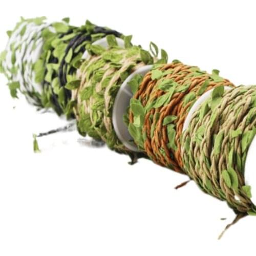 10M Leaves Decorative Hemp Rope Home Decor DIY Material Rope Wrapped Pipe Decoration Ceiling 10m Mask Lanyards Lot Rope Cord