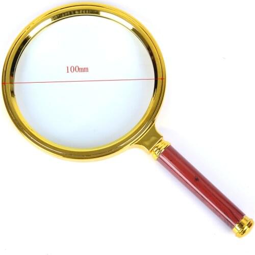 100mm 4X Presbyopia Magnifier Wooden Handle Gift Jewelry Reading Loupe Handheld Optical Glass with Magnifying Glass Megaloscope