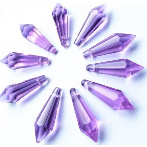 120pcs 36mm Purple crystal icicle drops for chandelier parts, lamp suncatcher hanging pendants wedding/ home decoration