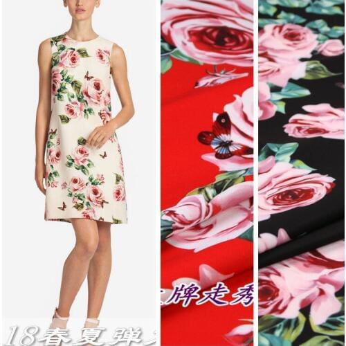 148 cm butterfly printed fabric Fashion Week catwalk fashion fabric handmade diy dress fabric material wholesale cloth