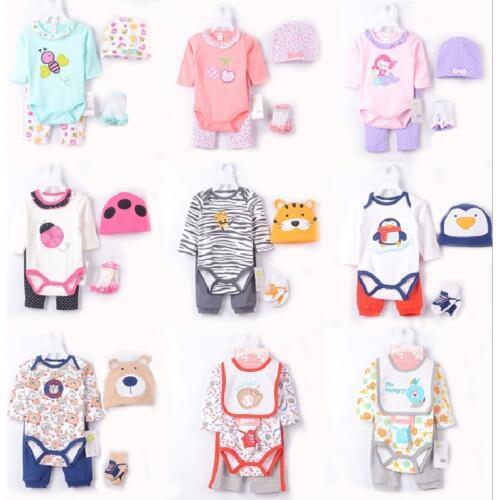 2018 Baby Girls Clothing Sets Ladybug Cute Bebe boy Clothes infant Bodysuits jumpsuit Caps Socks Dot Pants 100% Cotton