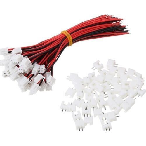 50 Sets JST XH 2.5-2 Pin Battery Connector Plug Female & Male with 120MM Wire