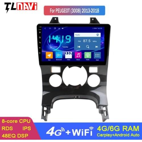 4G RAM 2.5D IPS 8 Core Android 9.1 Car DVD Multimedia Player GPS for Peugeot 3008 2011 2012 2013-2016 audio radio navigation