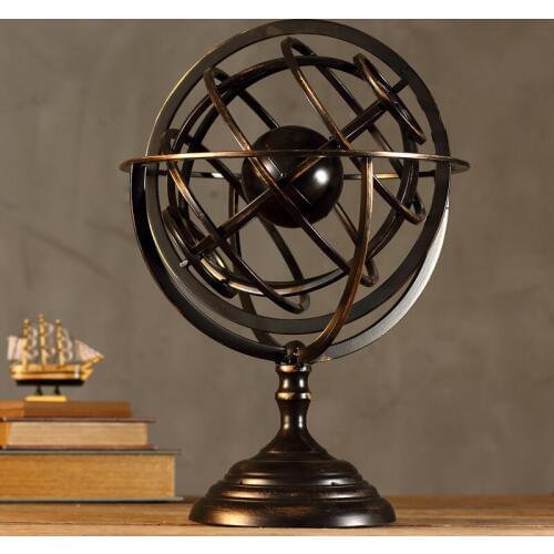 Continental retro iron globe large ornaments Home Furnishing study the living room bar decoration Home Furnishing desktop gift