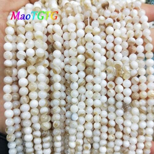 Natural Freshwater Shell Beads For Jewelry Making Necklace Bracelet 4mm Round Loose Spacer Shell Beads Accessories Wholesale