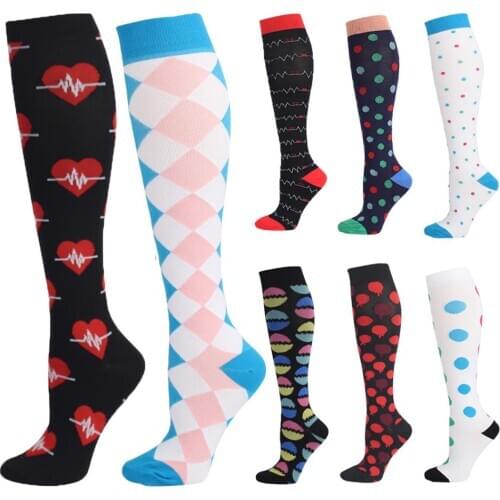 Novelty Funny Compression Socks Men Women Cartoon Happy Varicose Veins Diabetes Nylon Nursing Compression Socks Christmas Gifts